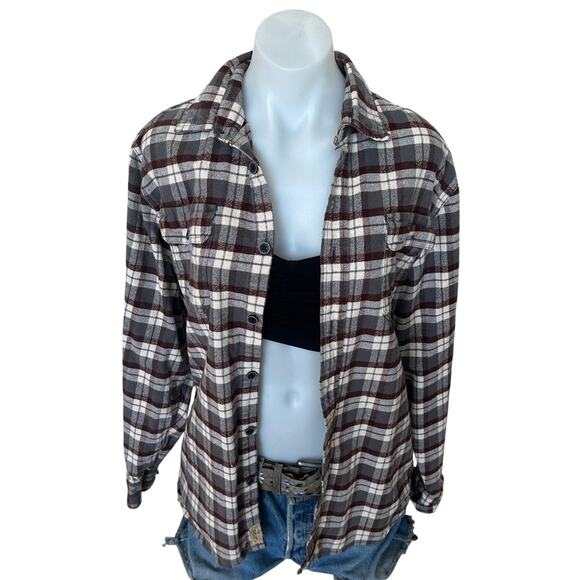 Life is Better with Wine Plaid Flannel Shirt MEDIUM Oversized Upcycle Unique - Picture 4 of 6